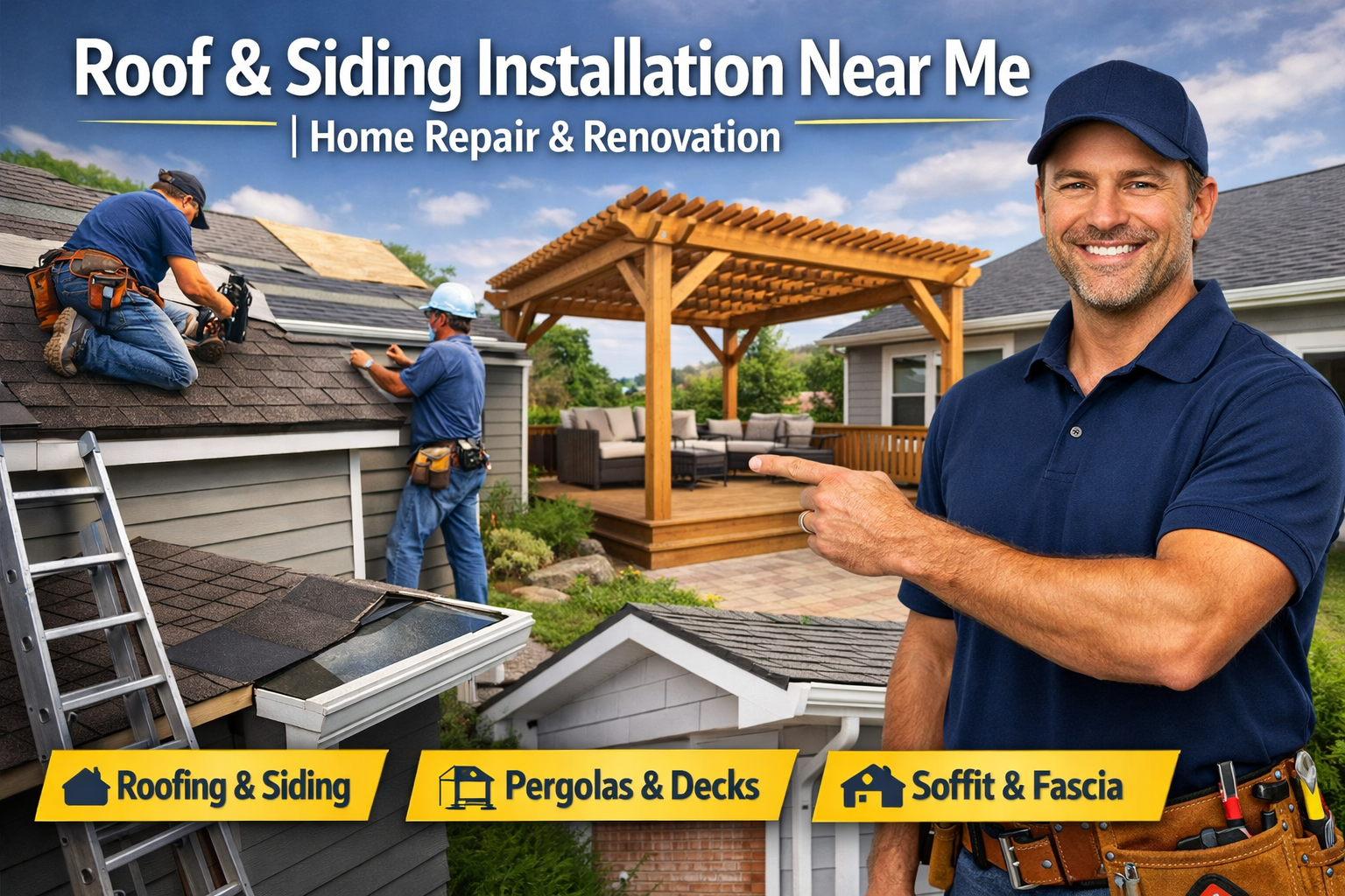 Roof and siding installation team for home repair and renovation